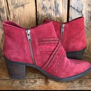 Naughty Monkey boho suede leather-fringe ankle boots sz 9